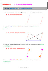 Reconnaitre un parallélogramme - Cours : 1ere Secondaire