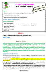 Les familles de mots - Étude de la langue - Séquence - Fiche de préparation : 2eme Primaire - PDF à imprimer