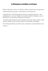 Renaissance scientifique et technique - Cours, Leçon - Temps modernes : 4eme Primaire - PDF gratuit à imprimer