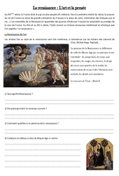 Histoire - Temps modernes   - Exercice- Fiches Document et question sur la renaissance des arts et de la pensée : 4eme Primaire - PDF à imprimer