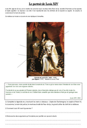 Portrait de Louis XIV - Exercices - Les temps Modernes : 4eme Primaire - PDF à imprimer