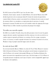 Le siècle de Louis XIV - Exercices - Monarchie absolue - Les Temps Modernes - : 4eme Primaire - PDF à imprimer