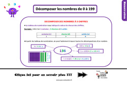 Décomposer des nombres de 0 à 199 - Cours, Leçon, trace écrite : 2eme Primaire - PDF gratuit à imprimer