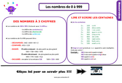 Les nombres de 0 à 999 - Cours, Leçon, trace écrite : 2eme Primaire - PDF gratuit à imprimer
