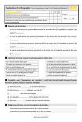 Les homophones grammaticaux - Fiches C’est/s’est/c’étai(en)t/s’étai(en)t - Évaluation, bilan : 5eme Primaire - PDF à imprimer