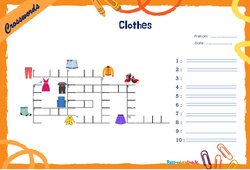 Clothes - Mots fléchés - Lexique / vocabulaire - Crosswords : 4eme, 5eme Primaire - PDF à imprimer