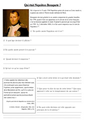 Qui était Napoléon Bonaparte Histoire - Les Temps Modernes  - : 4eme, 5eme Primaire - PDF à imprimer