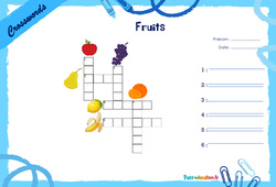 Fruits - Mots fléchés - Lexique / vocabulaire - Crosswords : 2eme, 3eme Primaire - PDF à imprimer