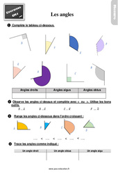 Les angles - Exercices, révisions : 4eme Primaire - PDF à imprimer