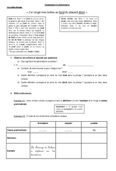 Dictionnaire - Exercices - Vocabulaire : 3eme Primaire - PDF à imprimer