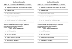 Phrase interrogative - Exercices : 3eme Primaire - PDF à imprimer