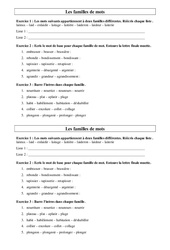 Familles de mots - Exercices - Vocabulaire : 3eme Primaire - PDF à imprimer