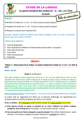 Le passé composé des verbes en - ir, - oir ; - re / être et avoir - Étude de la langue - Séquence - Fiche de préparation : 3eme Primaire - PDF à imprimer