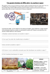 La machine à vapeur - La révolution industrielle - XIX ème siècle - Fiches Exercice : 5eme Primaire - PDF à imprimer