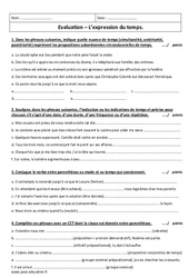 Expression du temps - Examen Evaluation  : 3eme Secondaire - PDF à imprimer