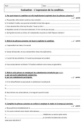 Expression de la condition - Examen Evaluation avec le corrigé : 3eme Secondaire - PDF à imprimer