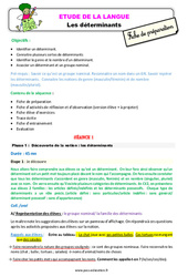 Les déterminants - Étude de la langue - Fiche de préparation : 3eme Primaire - PDF à imprimer