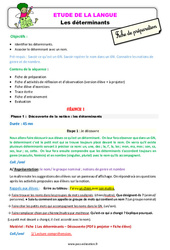 Les déterminants - Étude de la langue - Séquence - Fiche de préparation : 2eme Primaire - PDF à imprimer