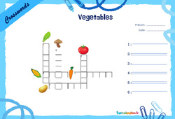 Vegetables - Mots fléchés - Lexique / vocabulaire - Crosswords : 2eme, 3eme Primaire - PDF à imprimer
