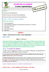 Séquence - Fiche de préparation L'ordre alphabétique - chercher un mot dans le dictionnaire - Étude de la langue - Séquence - Fiche de préparation : 3eme Primaire - PDF à imprimer