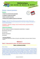 Les unités de mesure de durées - Séquence - Fiche de préparation : 2eme Primaire - PDF à imprimer