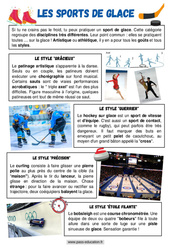 Les sports de glace - Lecture documentaire : 4eme, 5eme Primaire