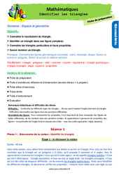 Identifier les triangles - Séquence - Fiche de préparation : 3eme Primaire - PDF à imprimer