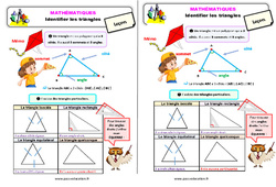 Identifier les triangles - Cours, Leçon : 3eme Primaire <small style='color:inherit;'>(téléchargement gratuit)</small>