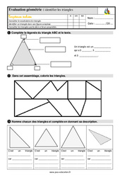 Identifier les triangles - Examen Evaluation avec la correction : 3eme Primaire