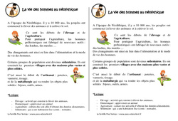 La vie des hommes au néolithique - Cours, Leçon : 3eme, 4eme Primaire
