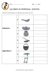 Objets du néolithique - Exercices : 3eme, 4eme Primaire