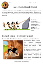 l'art et la pensée à la préhistoire - Documentaire - Exercices : 3eme, 4eme Primaire