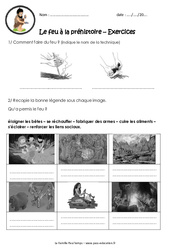 Le feu à la préhistoire - Exercices - Paléolithique : 3eme, 4eme Primaire