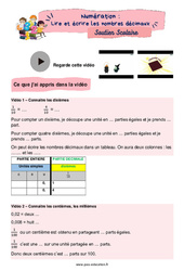 Lire et écrire les nombres décimaux - Soutien scolaire pour les élèves en difficulté. : 5eme Primaire - PDF à imprimer