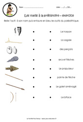 Les outils à la préhistoire - Exercices - Paléolithique : 3eme, 4eme Primaire