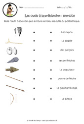 Les outils à la préhistoire - Exercices - Paléolithique : 3eme Primaire - PDF à imprimer