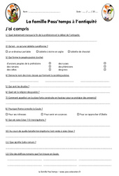 La famille Pass’temps à l’antiquité - Questionnaire sur le diaporama : 3eme, 4eme Primaire - PDF à imprimer