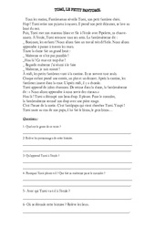 Exercice Lecture - Compréhension- Fiches Tomi le petit fantome : 3eme Primaire - PDF à imprimer
