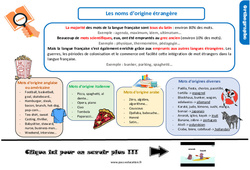 Les noms d’origine étrangère au  - Cours, Leçon, trace écrite : 5eme Primaire <small style='color:inherit;'>(téléchargement gratuit)</small>