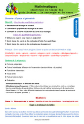Séquence - Fiche de préparation Identifier et tracer des quadrilatères - Fiches le rectangle et le carré - Séquence - Fiche de préparation : 2eme Primaire - PDF à imprimer