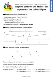 Repérer et tracer des droites, des segments et des points alignés - Exercices avec les corrigés : 2eme Primaire - PDF à imprimer