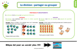 La division - Fiches partager ou grouper - Cours, Leçon, trace écrite : 2eme Primaire - PDF gratuit à imprimer