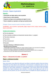 La symétrie - Séquence - Fiche de préparation : 3eme Primaire - PDF à imprimer