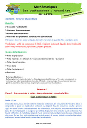 Séquence - Fiche de préparation Les contenances - Fiches connaître le litre - Séquence - Fiche de préparation : 2eme Primaire - PDF à imprimer