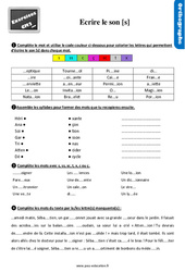 Écrire le son [s] - Exercices, révisions : 5eme Primaire - PDF à imprimer