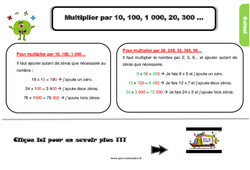Multiplier par 10, 100, 1 000, 20, 300 ... - Cours, Leçon, trace écrite : 4eme Primaire - PDF gratuit à imprimer