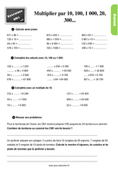 Multiplier par 10, 100, 1 000, 20, 300 ... - Exercices, révisions : 4eme Primaire - PDF à imprimer