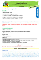 Séquence - Fiche de préparation Identifier et nommer quelques solides - Séquence - Fiche de préparation : 2eme Primaire - PDF à imprimer