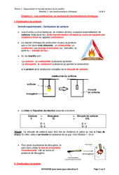 Les combustions, un exemple de transformations chimiques - Séquence complète : 2eme Secondaire - PDF à imprimer