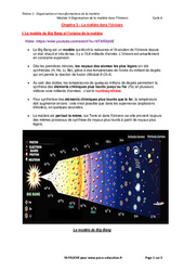 La matière dans l’Univers - Séquence complète : 3eme Secondaire - PDF à imprimer